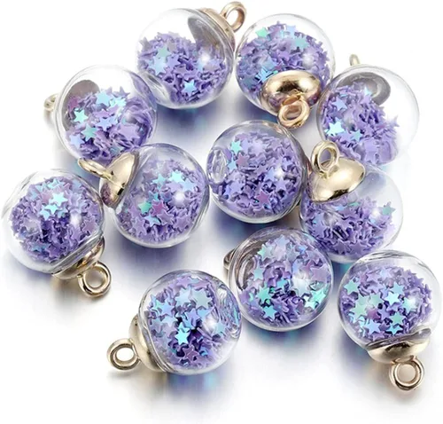 Miniatura 22 de 10 unids/lote de 0.630 in transparente bola de cristal encantos estrella lentejuelas colgantes para DIY pendientes collar joyería fabricación
