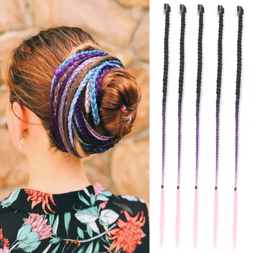 Miniatura 14 de Extensiones de cabello trenzado, 5 piezas de trenzas de bebé con fleco frontal, cabello largo trenzado, cabello natural suave para mujeres, uso