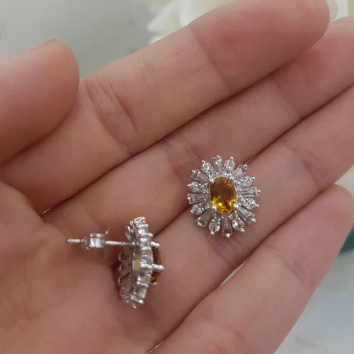 Miniatura 4 de Plata de ley Ladies Copo de Nieve Style Fashion Stud arete