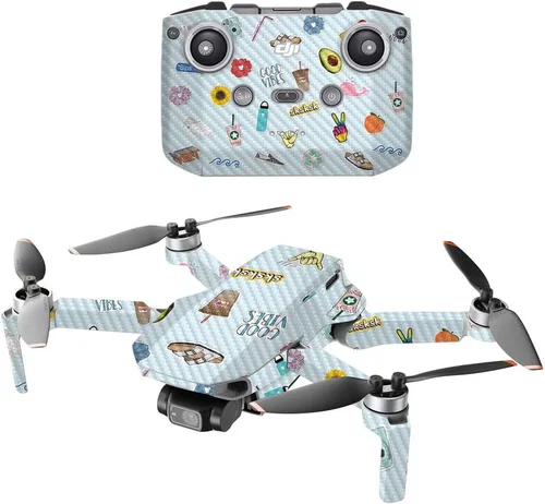 Miniatura 13 de Mighty Skins Fibra de carbono compatible con el dron portátil DJI Mini 2, salpicaduras de neón, acabado de fibra de carbono texturizado protector