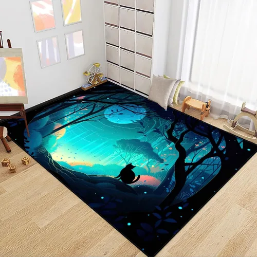 Miniatura 43 de Alfombra de gato para habitación de niñas, diseño de dibujos animados, decoración para dormitorio, bonita alfombra de área de gatos, alfombras