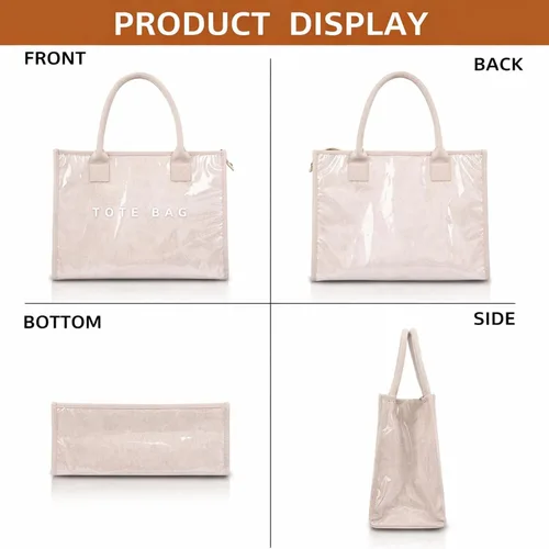 Miniatura 4 de Bolsa de PVC para mujer, ligera, con compartimentos, bolsa de hombro para viajes, trabajo, gimnasio