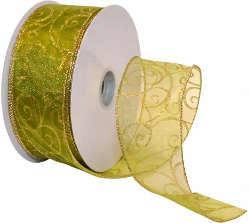 Miniatura 6 de Morex Ribbon Cintas transparentes con purpurina con espiral, cinta navideña para manualidades y decoraciones de Navidad, envoltura de regalos, 1.5