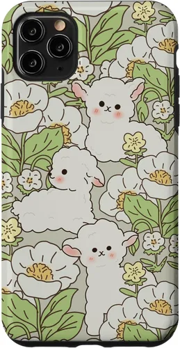 Funda para iPhone 11 Pro Max con diseño de margaritas y cordero, flores de granjero