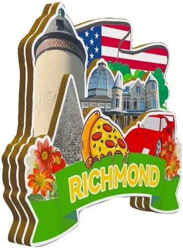 Miniatura 2 de Richmond Virginia USA - Imán de madera para nevera, monumentos 3D, recuerdos coleccionables, decoración hecha a mano -3255