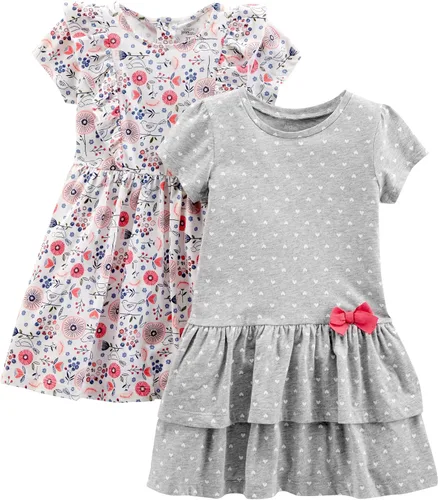 Miniatura 37 de Simple Joys by Carter's - Conjunto de vestido de manga corta y sin mangas para niña, paquete de 2