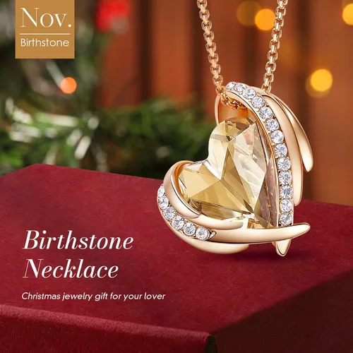 Miniatura 3 de CDE - Collares con colgante de corazón para mujer, tono de plata y oro rosa, piedra natal para Día de la Madre, San Valentín, cumpleaños