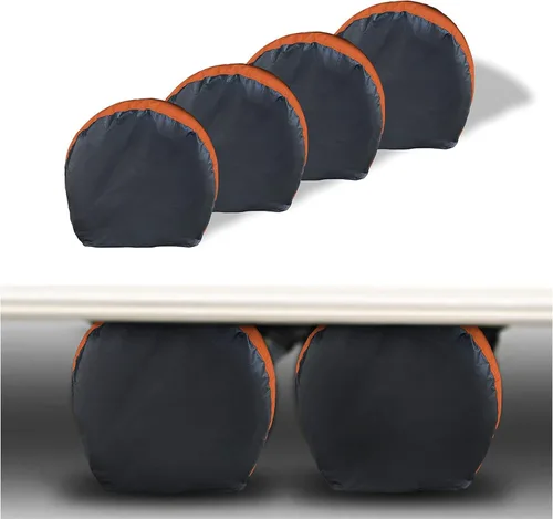 Miniatura 7 de MORNYRAY Paquete de 4 fundas para neumáticos, impermeables, anti-UV, nieve, sol, lluvia, para vehículos recreativos, camiones, SUV, remolques