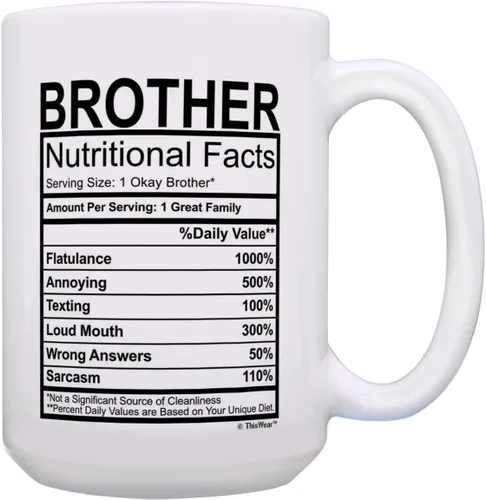 Miniatura 10 de ThisWear Regalos de graduación para hermano, etiqueta de datos nutricionales, regalos divertidos para hermano, regalo de broma, taza de café