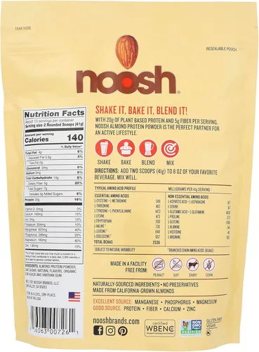 Miniatura 2 de NOOSH Polvo de proteína de almendra a base de plantas, vainilla, 1.45 oz, proteína vegana en polvo, todos los ingredientes naturales, sin OMG, sin