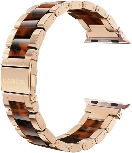 Miniatura 23 de Wearlizer - Correa compatible con Apple Watch de 38/40/41/42 mm; pulseras de moda para mujer, acero inoxidable + resina metálica de repuesto
