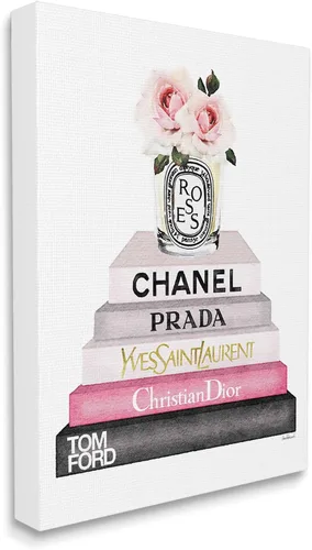 Miniatura 2 de The Stupell Home Decor Collection Book Stack Fashion Candle Pink Rose
