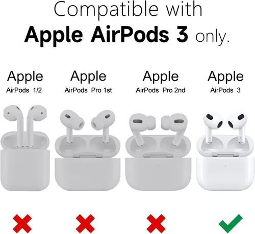 Miniatura 2 de Oakxco Funda de silicona para Airpods 3, bonita funda rígida femenina para Airpods de 3ª generación con llavero, gel de goma colorido suave de TPU