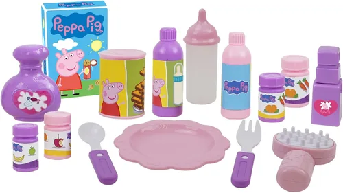 Miniatura 2 de Peppa Pig: Juego de 19 piezas para muñecas Sleep N' Play, color rosa y blanco, para viajes, alimentación, incluye medio cochecito plegable, gorila