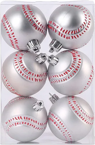 Miniatura 9 de Ochine 6 bolas de Navidad de fútbol con temática de pelota de Navidad, bolas decorativas colgantes de fútbol de Navidad, adornos de árbol de Navidad