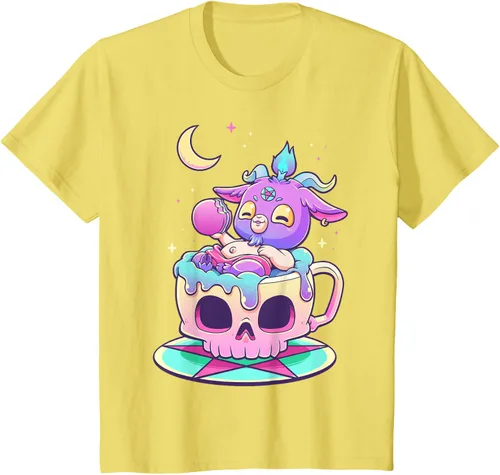 Miniatura 87 de Kawaii Pastel Goth Cute espeluznante Pentáculo Baphomet - Camiseta de cabra, Negro