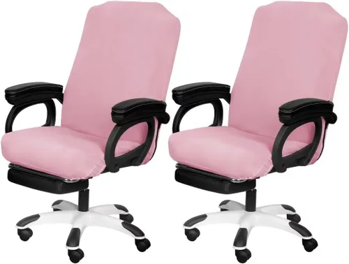 Miniatura 28 de SARAFLORA Paquete de 2 fundas para sillas de oficina, fundas elásticas para sillas de escritorio, fundas extraíbles para silla de oficina con Negro