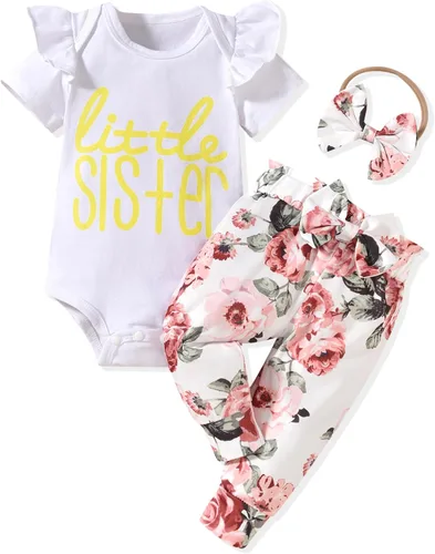 Miniatura 16 de fioukiay Conjunto de ropa de verano para bebés y niñas recién nacidas prematuros, mameluco, pantalones, diadema, conjunto de ropa para el verano