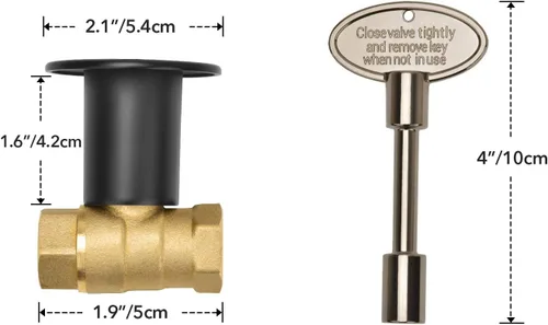 Miniatura 2 de Skyflame Kit de válvula de llave de gas recta de 1/2 pulgada para chimenea con brida con llave de 3 pulgadas y llave de 8 pulgadas