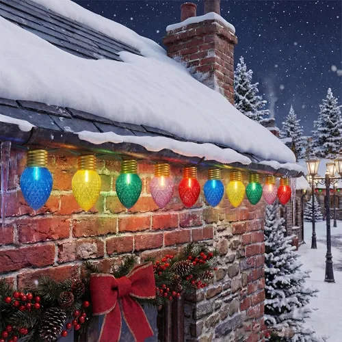 Miniatura 11 de Luces de Navidad Jumbo Rojas y Blancas de 16 Pies para Exteriores, Cadena de Bombillas LED Gigantes de Navidad para Árbol, Porche, Patio y Valla