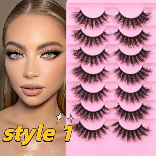 Miniatura 3 de TNFVLONEINS - Pestañas postizas de visón natural, pestañas esponjosas Wispy, pestañas de gata de aspecto natural, extensión 5D, pestañas postizas