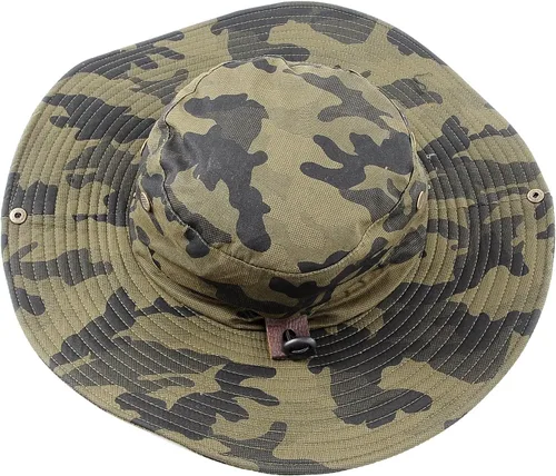 Miniatura 3 de Sombrero de camuflaje militar de ala ancha para pesca de verano, caza, camping, senderismo, sombrero de sol al aire libre, sombrero Boonie Verde
