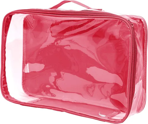 Cubo grande de embalaje de viaje transparente/organizador de PVC transparente para maleta/bolsa multiusos con asa/camisas de vestir, pantalones,