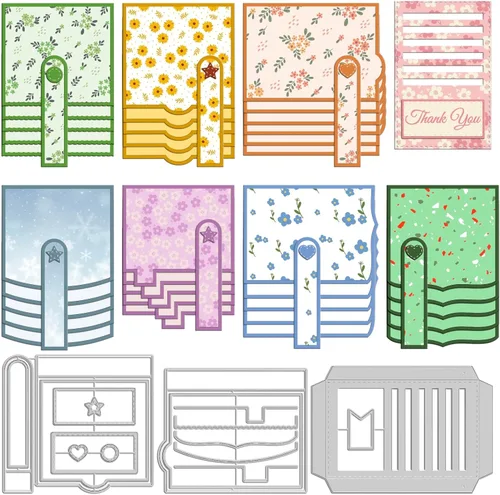 Miniatura 20 de INFUNLY 7 piezas de troquel de borde de flores de metal para hacer tarjetas de feliz cumpleaños, encaje, rosas surtidas, troquel de corte para Borde