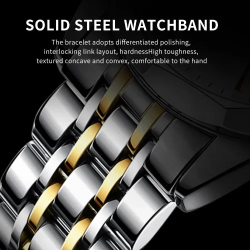 Miniatura 6 de OLEVS Watch for Men Diamond Business Dress Analog Quartz Stainless Steel Waterproof Luminous Date Two Tone Luxury Casual Wrist Watch Blue