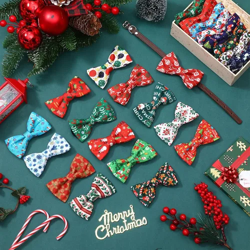 Miniatura 5 de Talltalk 30 Piezas de Corbatines para Perro, Lazos para Perro a Granel, Accesorios Festivos para Perro, Adornos para Collares Desmontables, Lazos