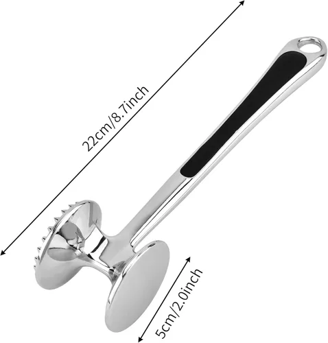 Miniatura 2 de Martillo ablandador de carne Aliglow, herramienta de mazo y machacador para la cocina, ablandador de doble cara de uso intensivo con mango de agarre
