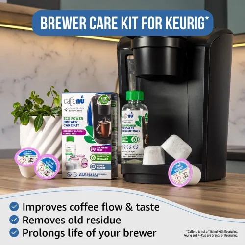Miniatura 3 de Caffenu Kit de limpiador y descalcificador compatible con Keurig. Solución de descalcificación de 2 usos, 3 cápsulas de limpieza y 2 filtros