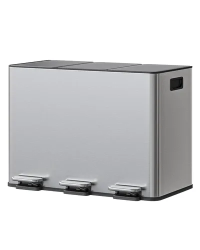 Miniatura 10 de GarveeHome 2 x 10.6 gal Botes de Basura Dobles de Acero Inoxidable con Tapa para Cocina, Combo Grande de Bote de Basura Dual y Reciclaje, Botes