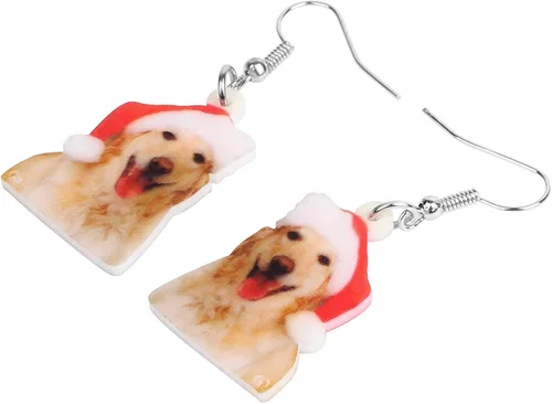 Miniatura 3 de NEWEI Lindos aretes de Navidad para perro, joyería colgante para niñas y mujeres, Acrílico, No es una piedra preciosa
