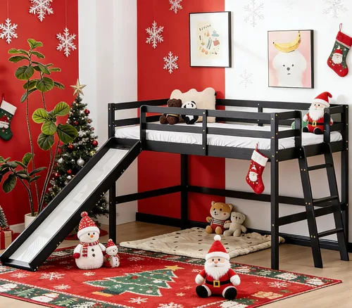 Miniatura 22 de VINGLI - Cama tipo loft baja de 47'' para junior con escaleras, cama de madera tamaño individual para adultos, niños y adolescentes jóvenes, sin