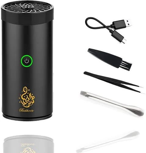 Miniatura 2 de Quemador de incienso eléctrico, quemador de incienso eléctrico para automóvil, portátil recargable por USB, quemador de incienso electrónico Negro