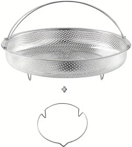 Miniatura 9 de Cesta de vapor multifuncional todo en uno con asa, cesta de drenaje de acero inoxidable para el hogar, malla fina al vapor, apta para lavavajillas
