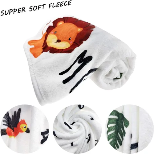 Miniatura 2 de Manta mensual de hito para bebé, diseño de animales de la selva, manta neutral para el mes del recién nacido, regalo personalizado para ducha