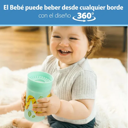 Miniatura 17 de Dr. Brown's Milestones Cheers 360 - Vaso de transición sin boquilla, apto para viajes y sin fugas, para bebés y niños pequeños, animales azul/verde