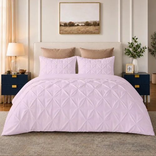 SLEEP-NEST Luxuries - Funda de edredón plisada decorativa, tamaño individual/individual XL, 68 x 90 pulgadas, 3 piezas, con cierre de cremallera y