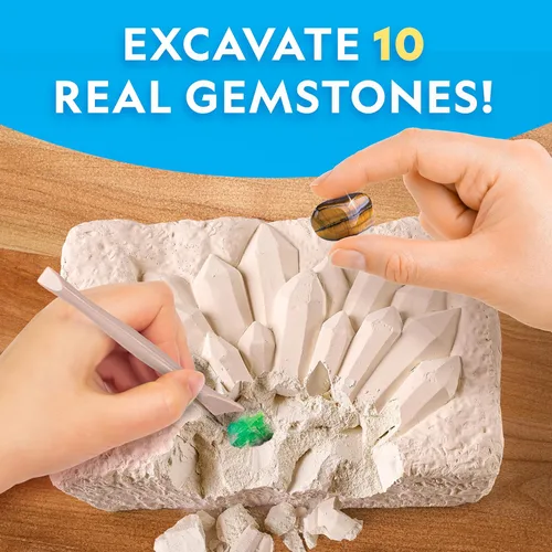 Miniatura 2 de Kit de excavación de piedras preciosas de National Geographic – Excava 10 piedras preciosas y cristales reales, kit científico para niños, kit