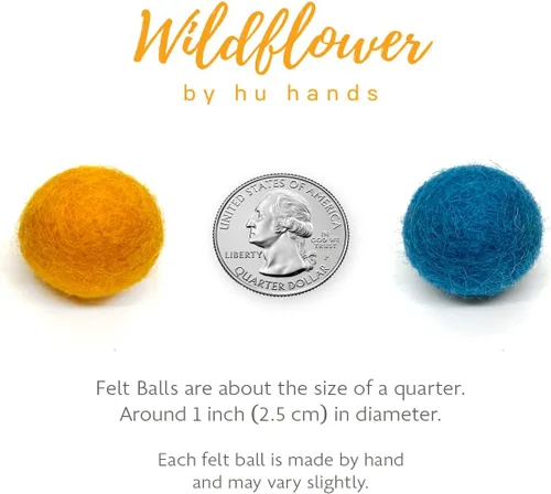 Miniatura 2 de Happy Harvest - Bolas de fieltro de lana 100% hechas a mano, 50 bolas de fieltro de lana pura de Nueva Zelanda, pompones de bricolaje