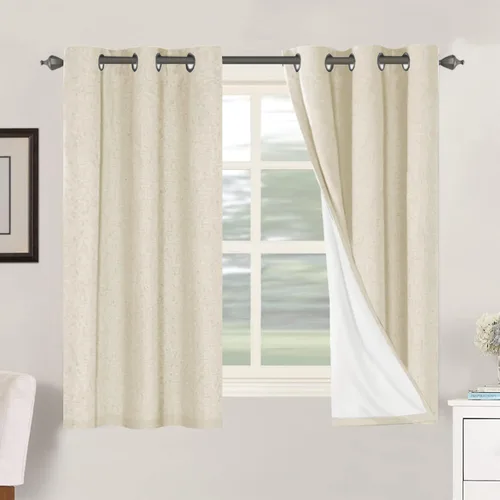 Miniatura 16 de H.VERSAILTEX Cortinas opacas de lino de 72 pulgadas de largo, 100% absolutamente opacas, con aislamiento térmico, con textura de lino, cortinas