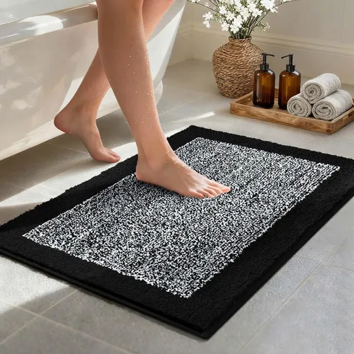 Miniatura 35 de Alfombras de baño de 17 x 24 pulgadas, antideslizantes, lavables, color gris, para bañera, tapete de baño para baño, tapete suave y absorbente