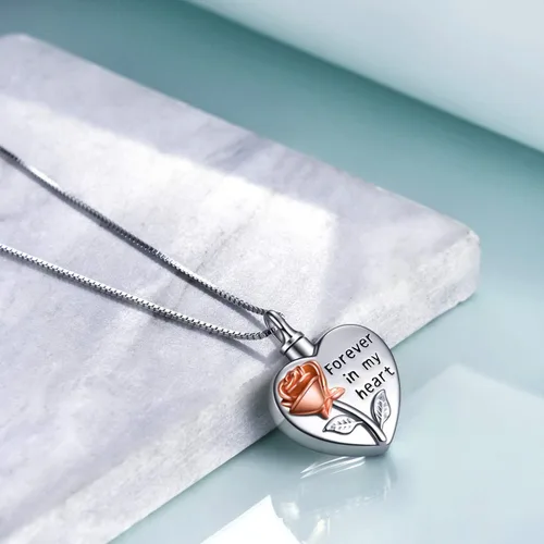 Miniatura 3 de YFN Collares de urna de girasol de plata esterlina para cenizas para mujeres y hombres, joyería de cremación de abulón para cenizas, regalo