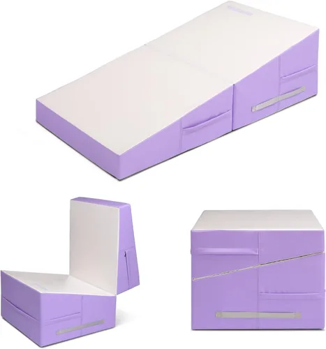 Miniatura 9 de Matladin Incline - Tapete de gimnasia con cuña de queso, 48 x 24 x 14 pulgadas, plegable, para niños y niñas, entrenamiento en casa