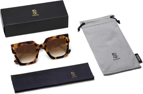 Miniatura 34 de SOJOS Gafas de sol cuadradas vintage de gran tamaño para mujer, estilo retro, de lujo, grandes, UV400 SJ2194