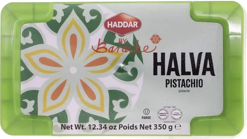 Miniatura 2 de Haddar by Baracke Pistachio Halva de alta calidad, 12.34 onzas, un postre de pasta de semillas de sésamo fino hecho con tahini, sin gluten, vegano