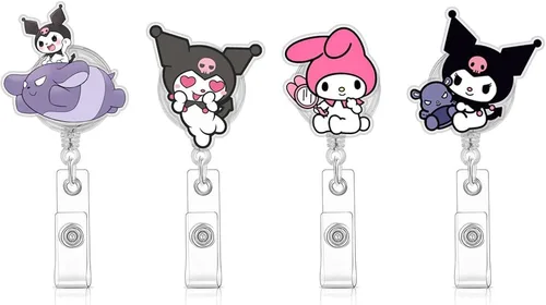 Lindo carrete retráctil para insignias, lindo carrete de insignia de gatito, etiqueta de identificación con clip para cinturón, soporte para tarjeta