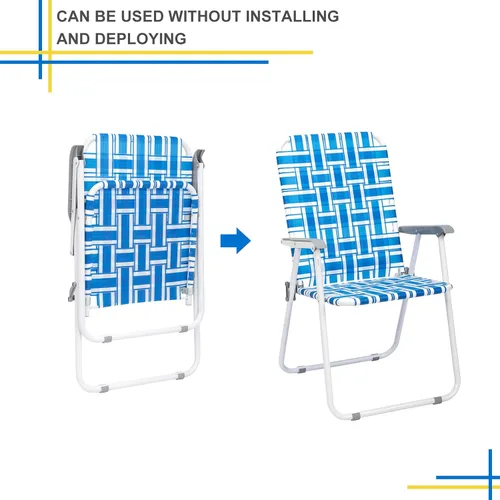 Miniatura 4 de Outvita Juego de 2 sillas de césped de malla para patio, sillas plegables de metal para patio, sillas estables de acero al aire libre para camping